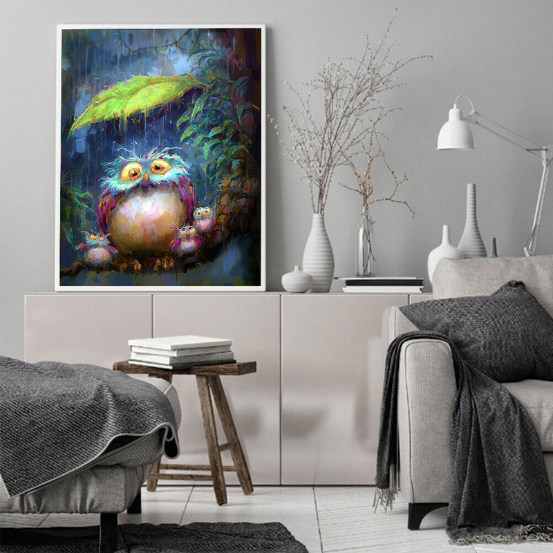Rain Owl Oil Paint by Numbers Hand Painted Frameless Picture Home DIY Ornam