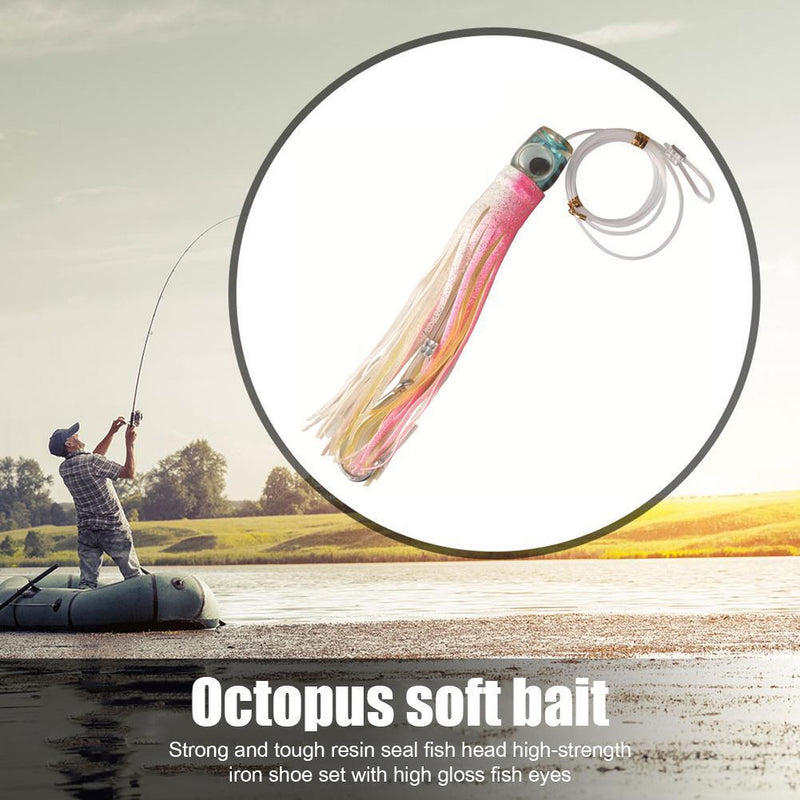 Octopus Squid Fishing Lures Soft Skirt Baits Tuna Trolling Seawater (B)
