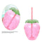 Strawberry Straw Cups - Cute Water Bottles with Straws Leakproof Plastic Cups