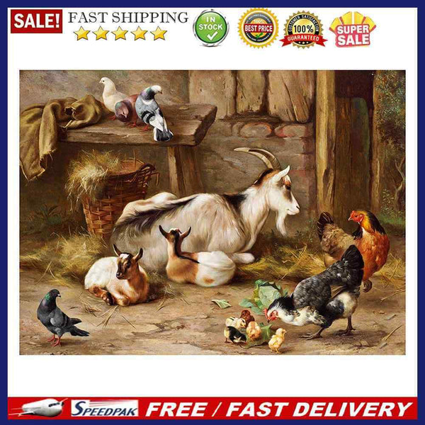 Goat Rooster Oil Paint By Numbers Kit DIY Acrylic Painting on Canvas (B1489)