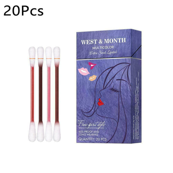 20pcs/box Cotton Swab Lipstick Women Long Lasting Lip Gloss Matte K3X0