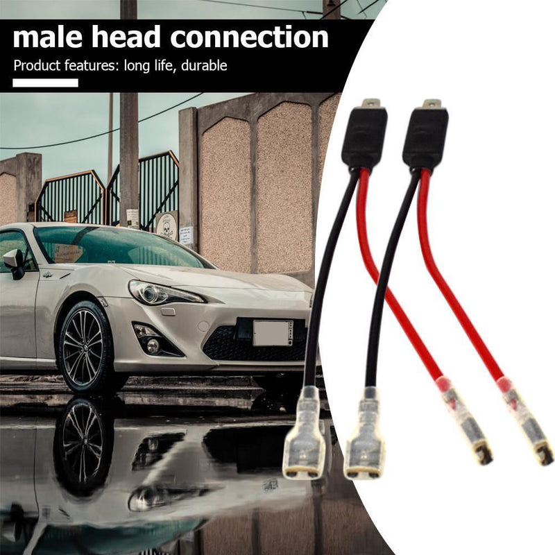 2x H1 LED Headlight Wiring Harness Male Plug Single Diode Converter Wire Cables