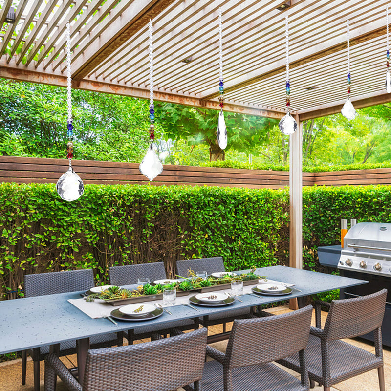 Crystal Ornaments 3 Pack Clear Glass Crystal Hanging Decoration with Chain