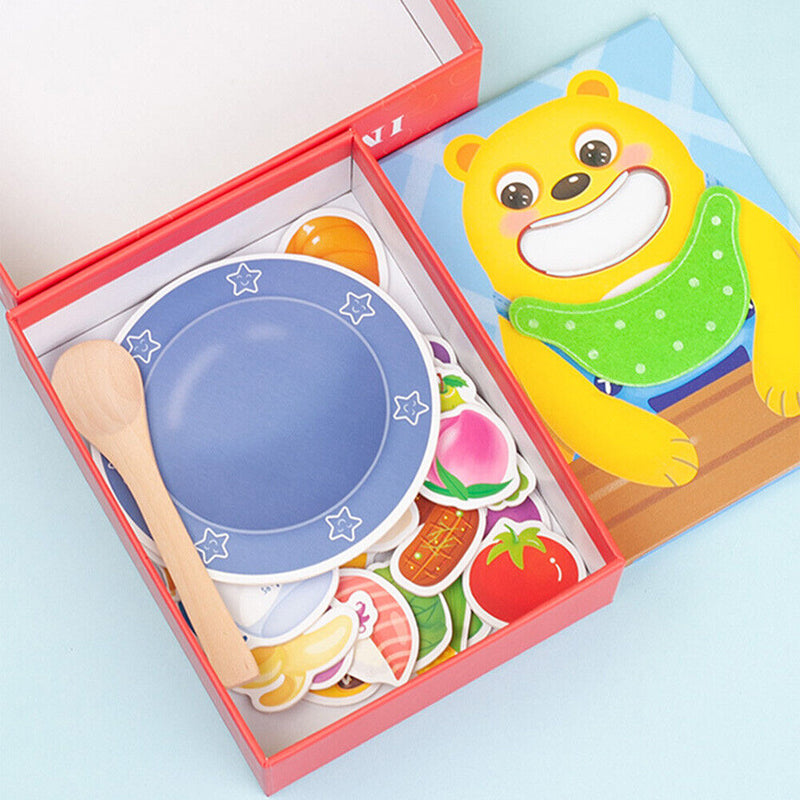Hungry Bear Feeding Table Game Pretend Play Chopsticks Spoons Training Toys