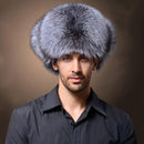 Lamb Leather with Fur Ear Flaps Men's Russian Hat Winter Trapper Hat Bomber Hat