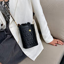 Fashion Women Geometric Bucket Shoulder Bag PU Drawstring Mini Crossbody Bags