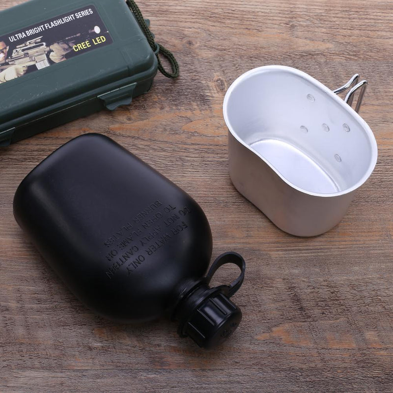 Portable Outdoor Hiking Camping Digital Kettle Bottle with Lunch Box(Black)