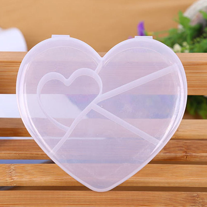 5 Slots Heart Storage Box Plastic Home Organizer Jewelry Beads Boxes(White)