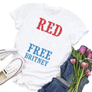 Independence Day Print Letter Tea T-Shirt (White XL)