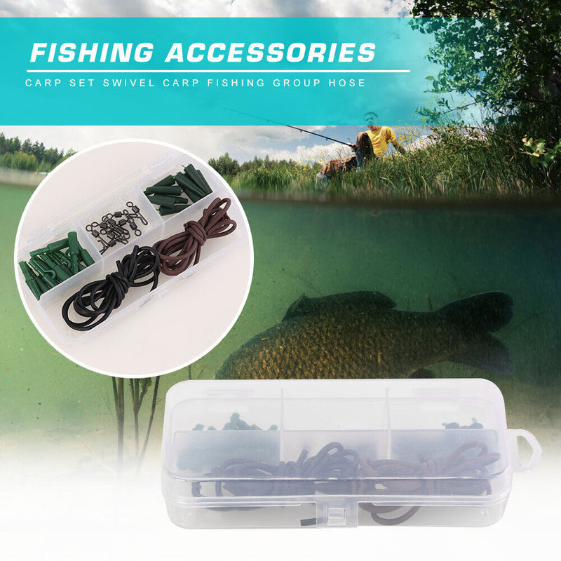 Fishing Gear Carp Fishing Box with Silicone Tube Hook Pins Terminal Tackle Rigs