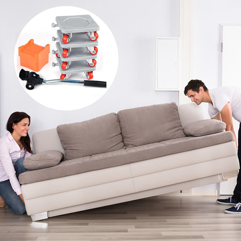 Household Transport Heavy Furniture Mover Wheeled Rollers Bar (Grey)