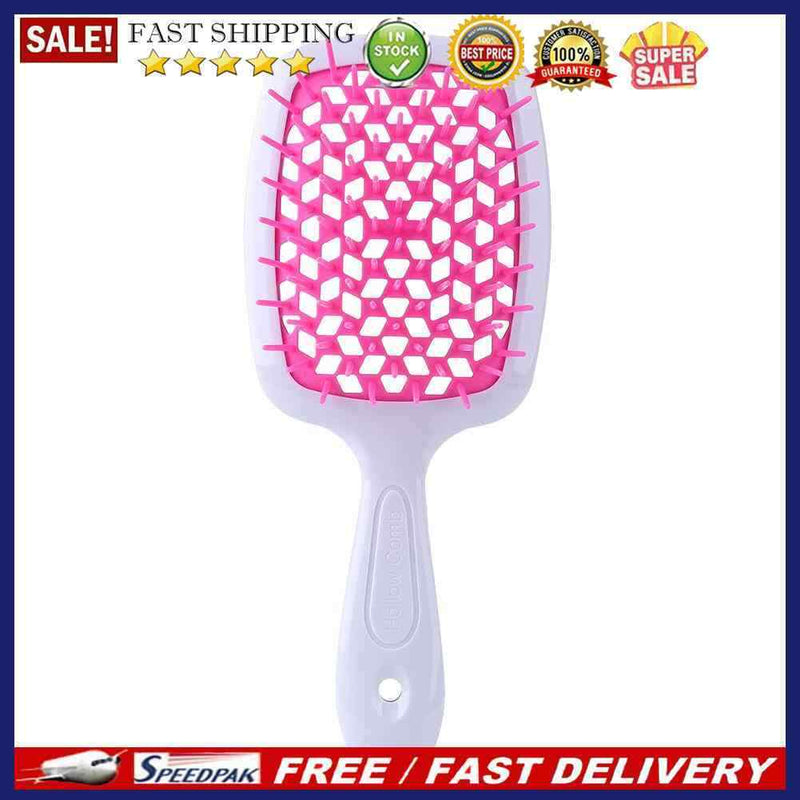 Wide Teeth Air Cushion Combs Scalp Massage Brush Hollow Grid Comb (Red)