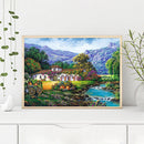 DIY Landscape House Full Round Diamond Painting Wall Decor Rhinestone Art Crafts