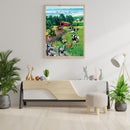 5D DIY Full Drill Round Shape Farm Cow Rhinestone Diamond Drawing for Home
