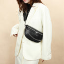 Simple Chest Bag Cowhide Leather Saddle Fanny Pack Phone Pouch Travel Belt Purse