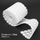 500 Pairs Double-sided Adhesive Fastener Tape Hooks Loops Disks White 20mm Newly