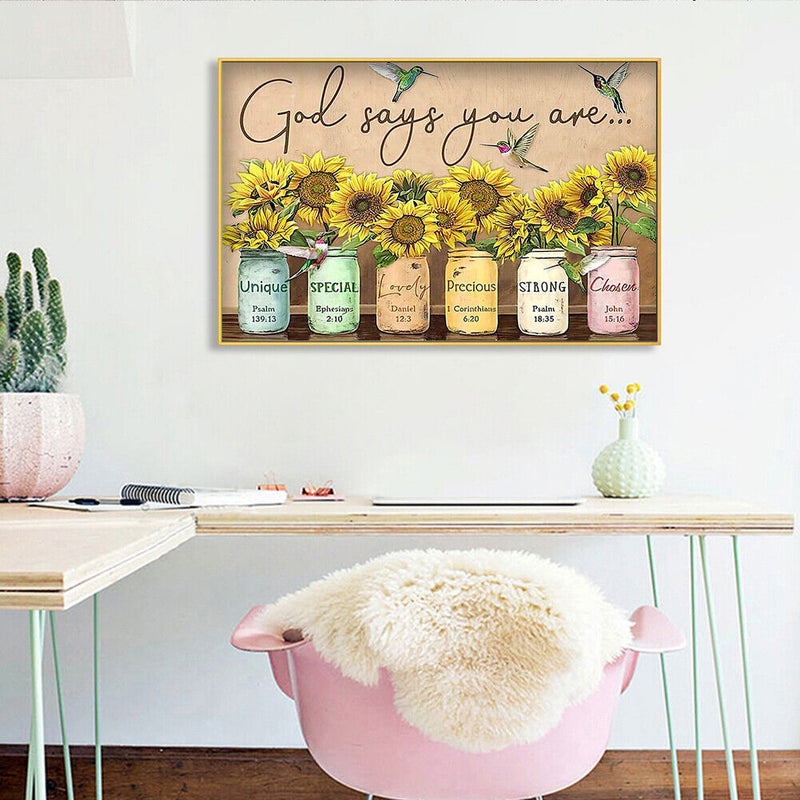 5D DIY Diamond Painting Sunflower Bottle Full Round Kit Rhinestones Home De