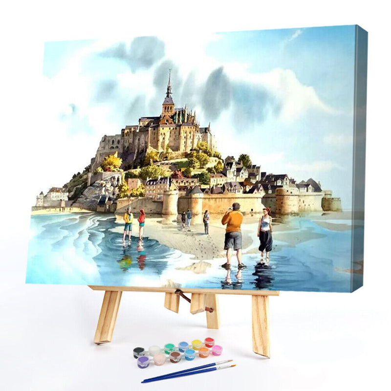Castle Oil Paint By Numbers Kit DIY Acrylic Painting on Canvas Frameless Picture