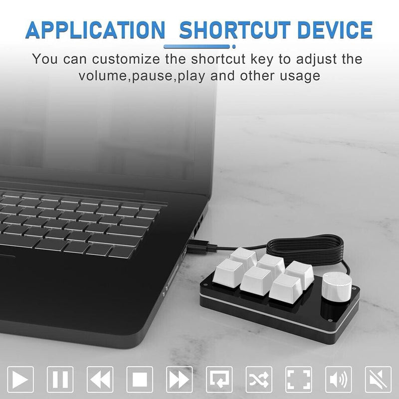 RGB Macro Keyboard Knob 6 Key 1 Knob Programmable Mechanical Keypad for Gaming