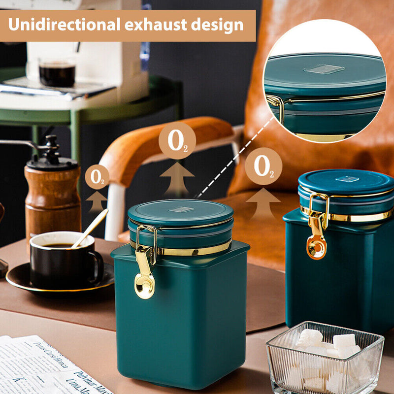 Sealed Storage Jar Coffee Bean Organizer Milk Powder Tea Food Cans (Green) Newly