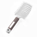 Hair Scalp Massage Comb Bristle Nylon Wet Curly Detangle Hair Brush (White)