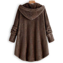 Pure Color Hoodies Overcoat Irregular Coat Women Loose Outwear (Coffee 2XL)