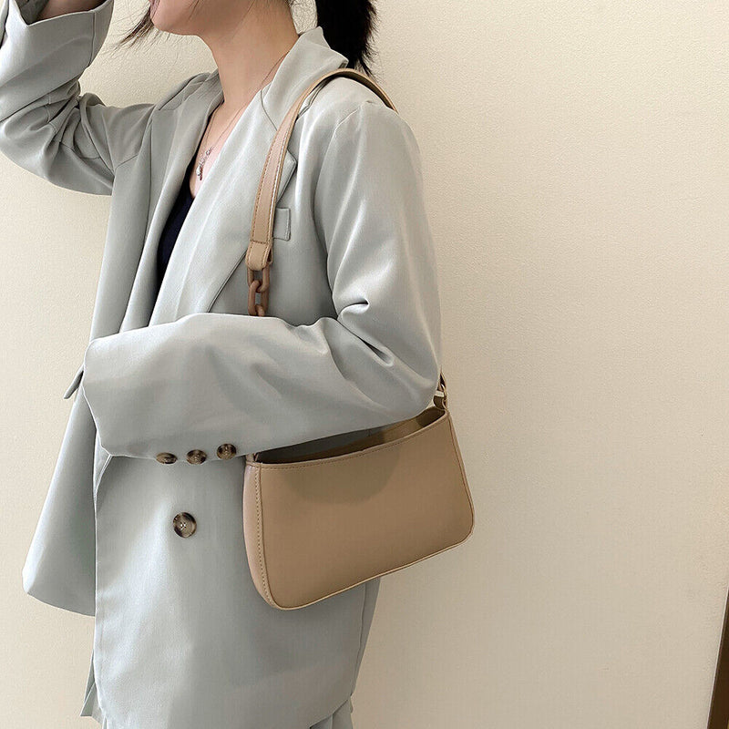 Women Solid Evening Clutch Shoulder Handbags PU Leather Totes Bags (Khaki)