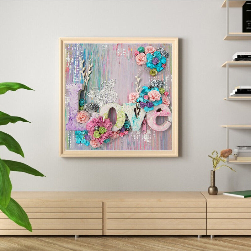 Word Love Oil Paint By Numbers Kit DIY Acrylic Frameless Picture On Canvas