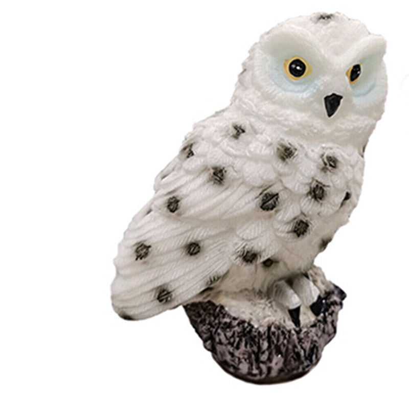 LED Solar Lights Owl Lawn Stakes Lamp Yard Art Home Garden Decor (White) Newly