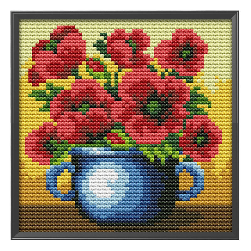 14CT Stamp Cross Stitch Kits DIY Flowers Printed Needlework Decor (H535)