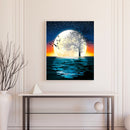 Sea Moon Oil Paint By Numbers Kit DIY Acrylic Painting on Canvas Drawing