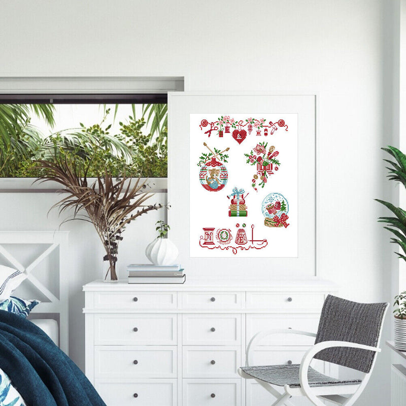 Full Cross Stitch Cotton 14CT Printed Christmas Needle Handmade Craft Kit