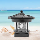 Lighthouse Solar LED Light Garden Outdoor Beacon Rotating Beam Lamp (Black)
