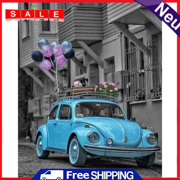 Frameless Oil Paint By Numbers DIY Balloon Car Picture Craft Kit for Bedroom