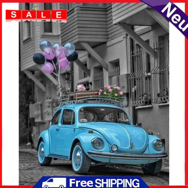 Frameless Oil Paint By Numbers DIY Balloon Car Picture Craft Kit for Bedroom