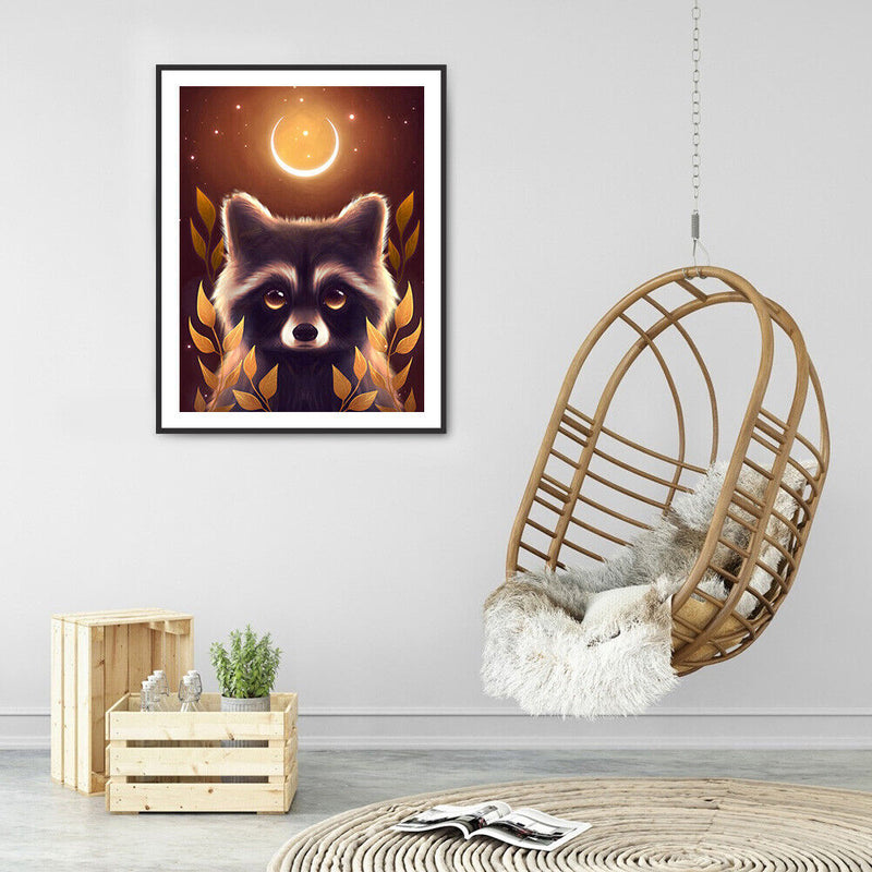 #A 5D DIY Diamond Painting Kits Moon Animal Full Round Drill Mosaic Rhinestone A
