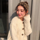 Fashion Bowknot Turban Leopard Headwear Knitted Headband Crochet Head wrap