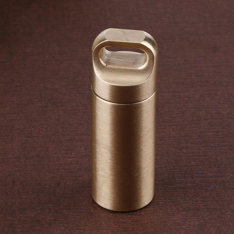 Waterproof Brass Medicine Bottle Drug Holder Pill Container Keychain(Small)