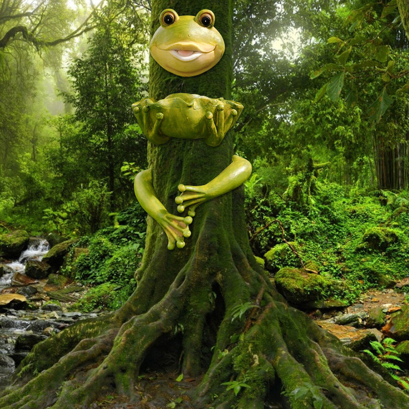Outdoor Bird Feeding Basin Frog Tree Statue Birdbaths Feeders for Animal