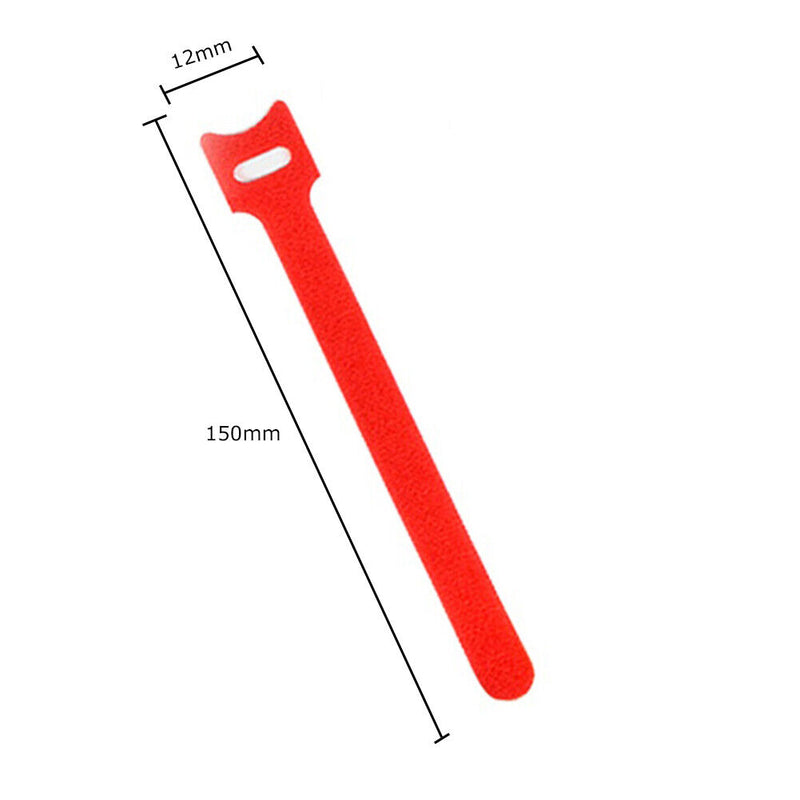 10pcs Durable Self Adhesive Cable Fastener Tape Wire Loops Strap (Red)