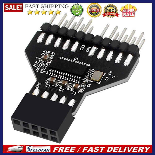1 to 2 USB2.0 9Pin to USB3.0 19Pin Front Panel Plug Connector for Motherboard
