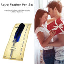 Calligraphy Feather Dip Pen+5 Nib Writing Ink Quill Fountain Pen (Blue) Newly