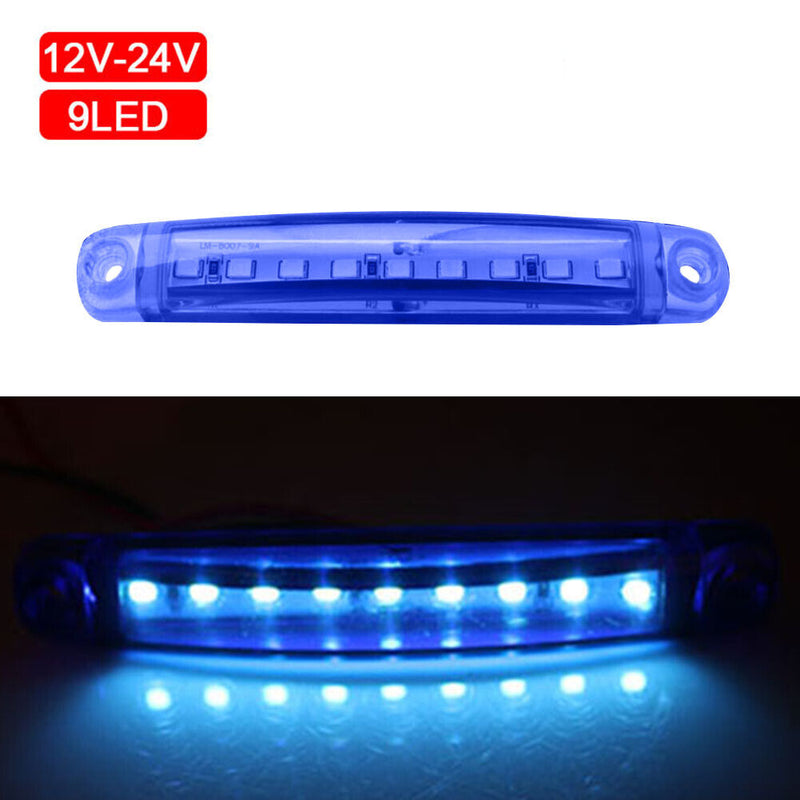 2pcs 9LED Truck Side Marker Light Tail Parking Turn Signal Lamp (Blue)