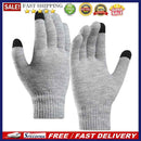 Full Finger Knitted Gloves Men Women Bike Warm Touch Screen Mittens (Grey)