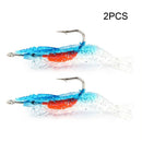 2pcs 6cm 3g Simulation Shrimp Lure Fishing Baits w/ Hook Crankbait (Blue)