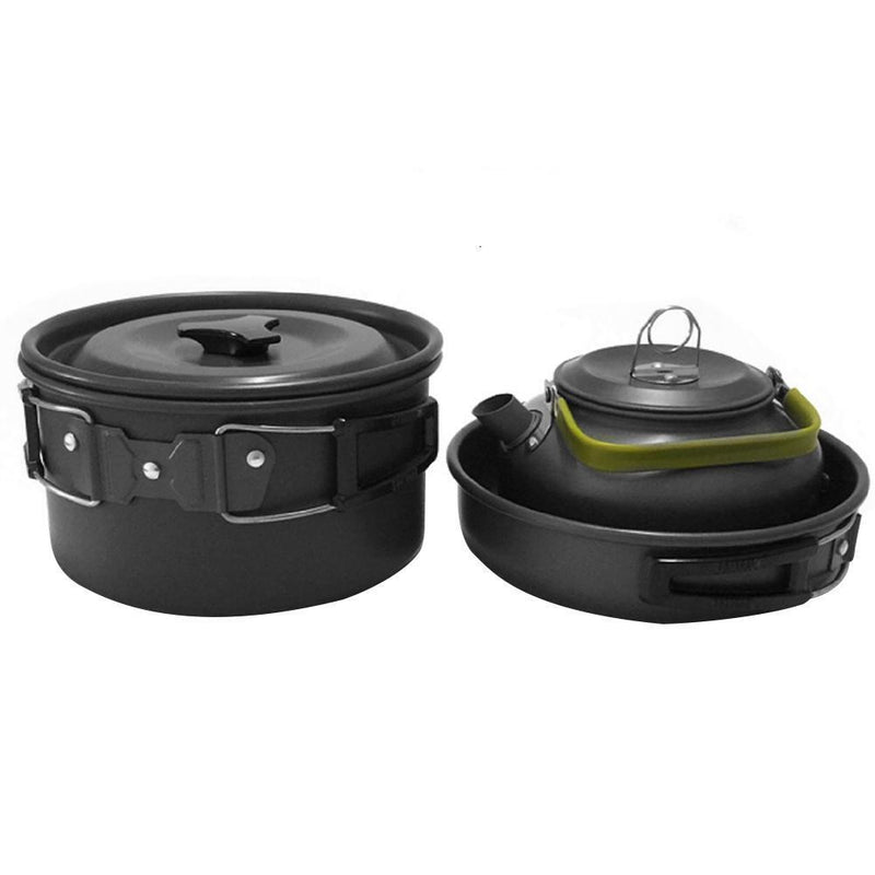 Ultra-Light Outdoor Camping Cookware Water Kettle Pan Set Alumina (Green) Newly