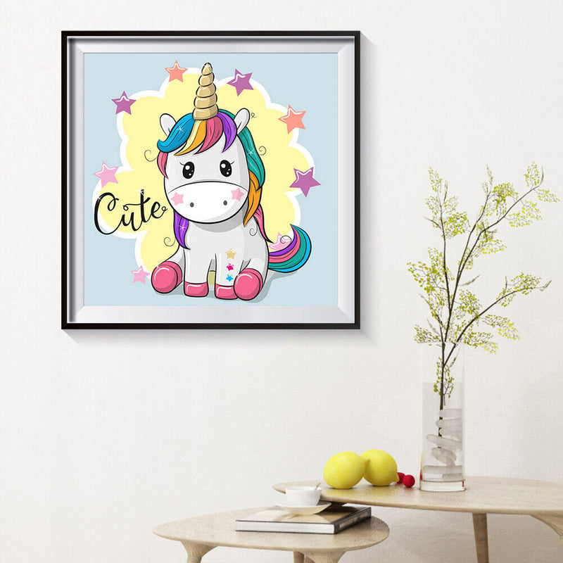 Full Drill DIY Round Diamond Painting Cartoon Color Horse Cross Stitch Kit Newly