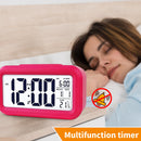 Temperature Alarm Clock LED Digital Backlight Calendar Snooze Clock (Red)