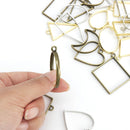 Open Bezel Pendants 56pcs Hollow Pressed Flower Frame Pendant Blank Charms Newly