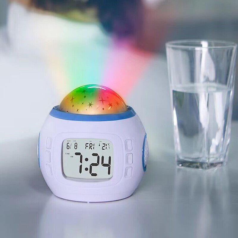 Music Starry Sky Projection Color Change Alarm Clock Night Light Projector Lamp